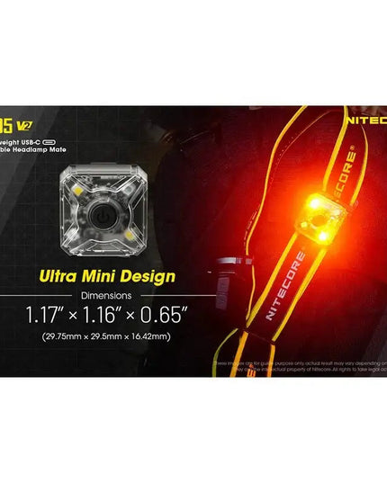 Nitecore NU05 V2 – Ultralätt säkerhetsficklampa med USB-C och 5 ljuslägen (40lm)