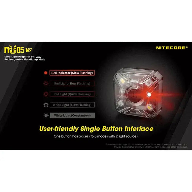 Nitecore NU05 V2 – Ultralätt säkerhetsficklampa med USB-C och 5 ljuslägen (40lm)