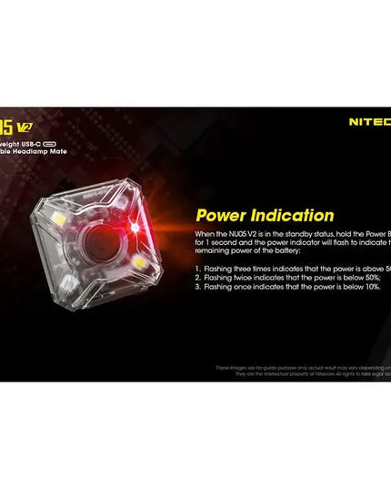 Nitecore NU05 V2 – Ultralätt säkerhetsficklampa med USB-C och 5 ljuslägen (40lm)