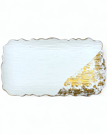 Molly Serveringsfat - 35cm Vit och Guld