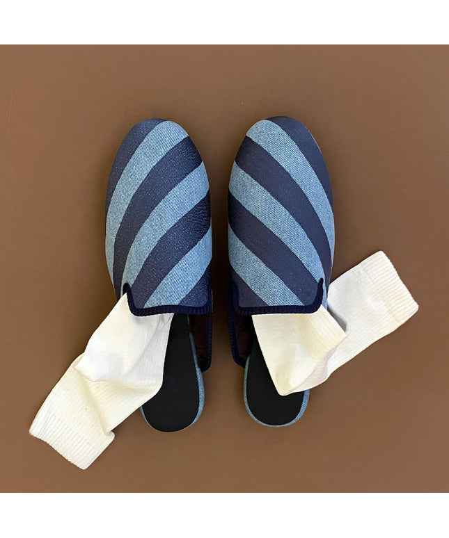 Blue Stripe Denim Slipper