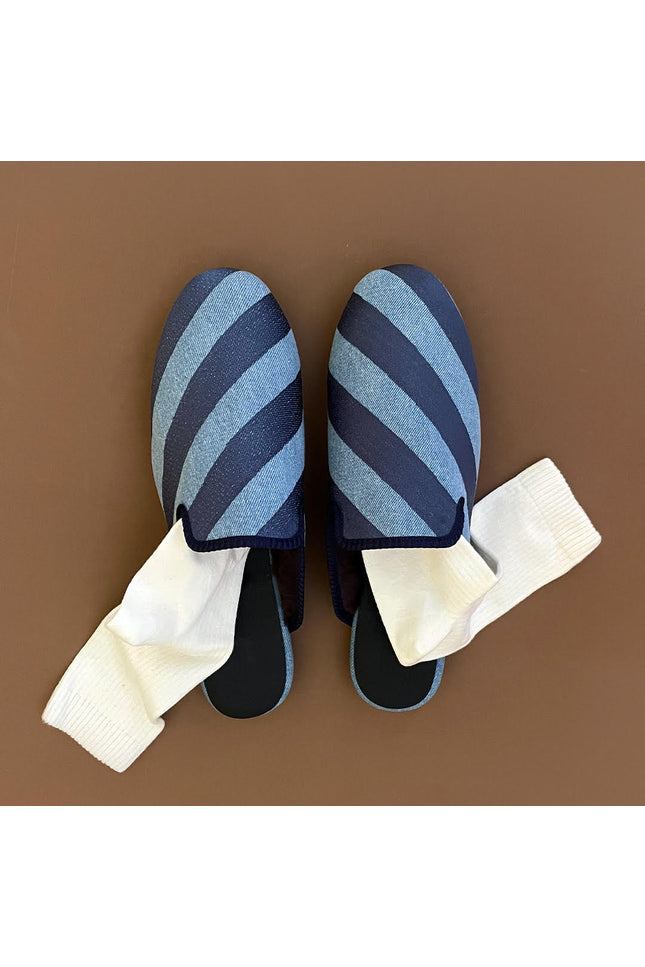 Blue Stripe Denim Slipper