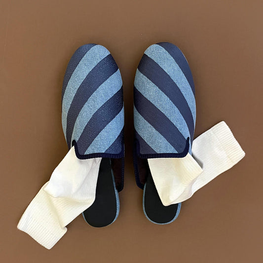 Blue Stripe Denim Slipper