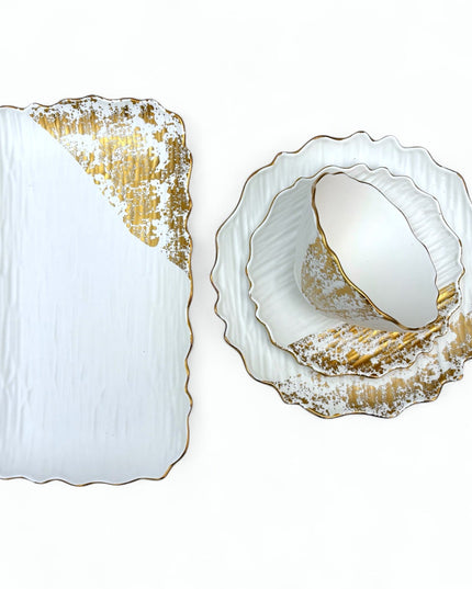 Molly Serveringsfat - 35cm Vit och Guld