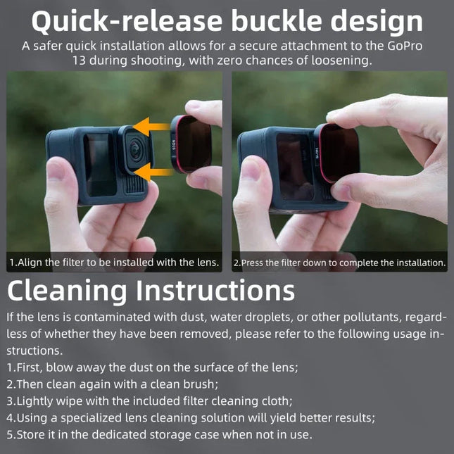 GoPro HERO13 Black STARTRC Quick Release 4-i-1 Filterkit (ND8/ND16/ND32/CPL)