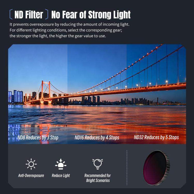 DJI Osmo Action 6 – STARTRC 4-i-1 Filterkit (CPL / ND8 / ND16 / ND32)