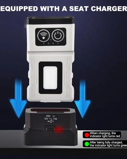 Multifunktionell roterande arbetslampa med sensor och magnetisk docka