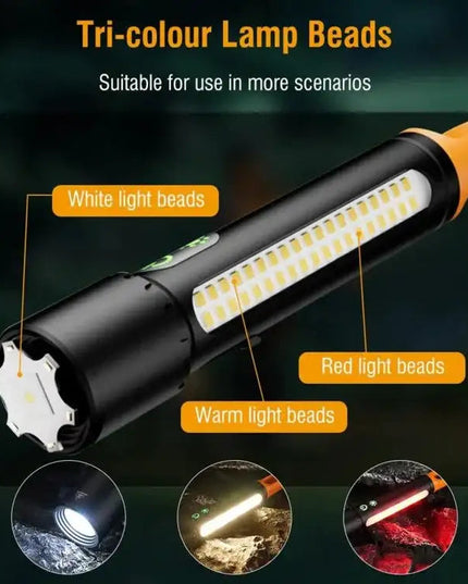 Kraftfull laserdriven ficklampa med COB-ljus – 1550 lm och 1000 m räckvidd