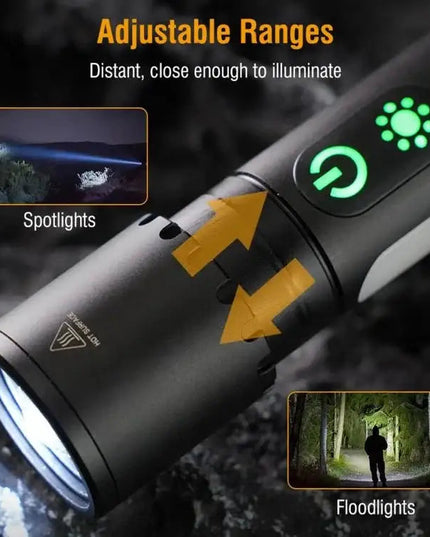 Kraftfull laserdriven ficklampa med COB-ljus – 1550 lm och 1000 m räckvidd