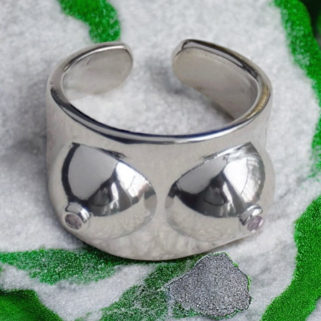 Boobs silver ring