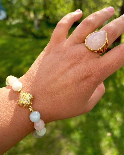 Rose quartz beauty ring