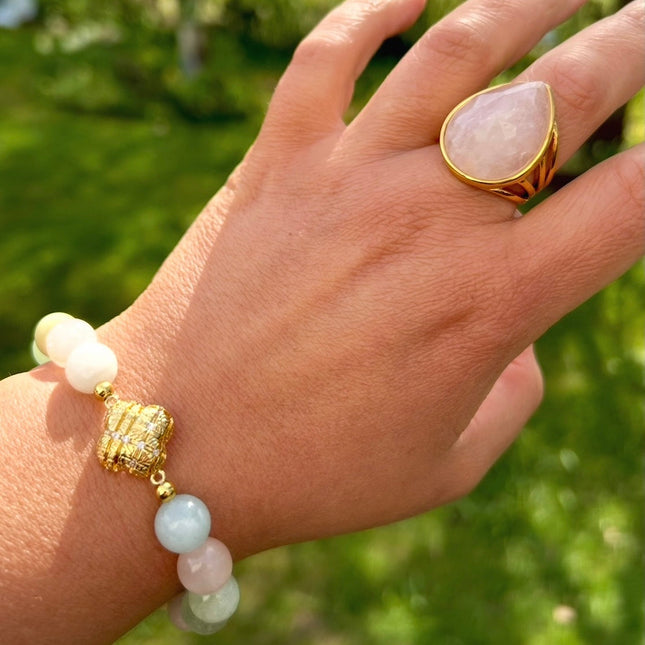 Rose quartz beauty ring