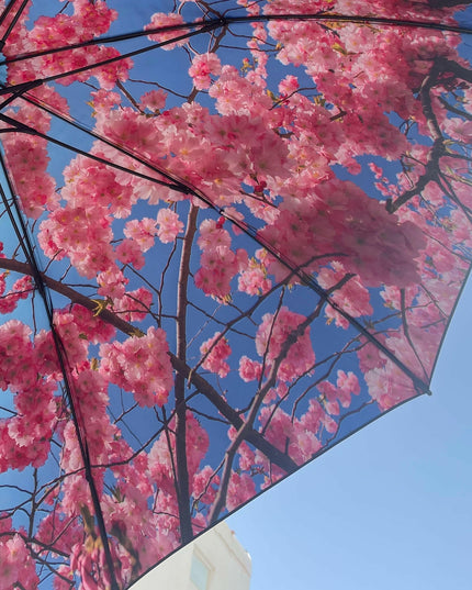 Stort paraply i körsbär – vindtätt och solskyddsfaktor 50+