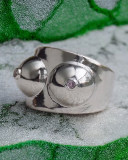 Boobs silver ring