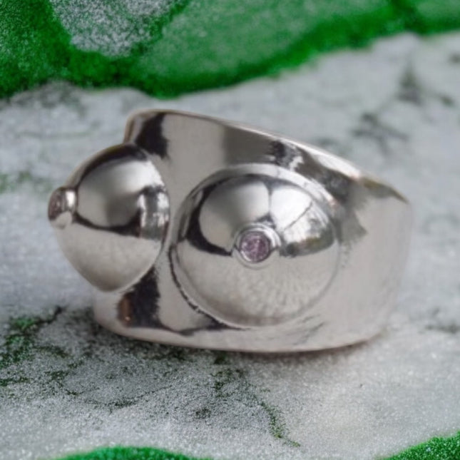 Boobs silver ring