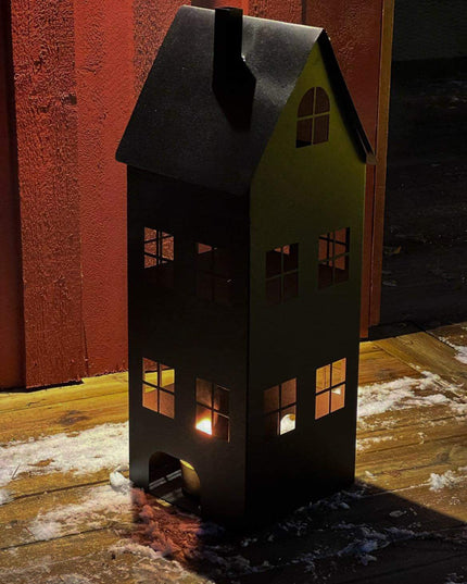 HUSET - Ljuslykta - Plåthus - 60x25x25cm