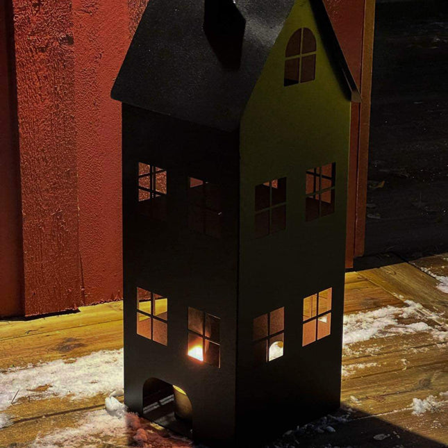 HUSET - Ljuslykta - Plåthus - 60x25x25cm