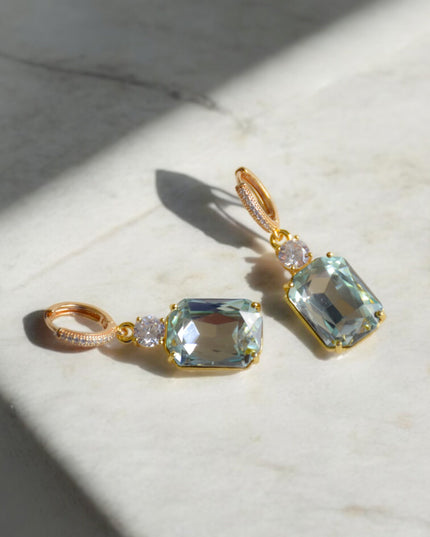 Green crystal earrings