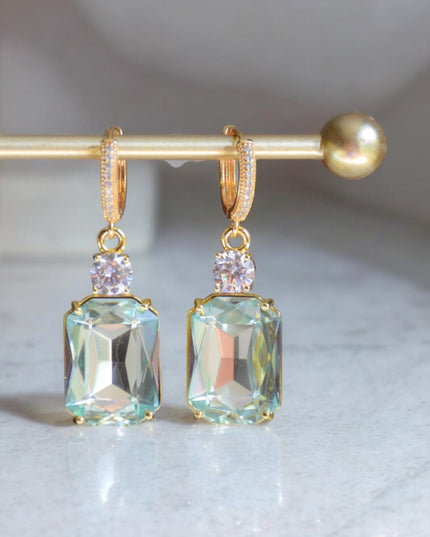 Green crystal earrings