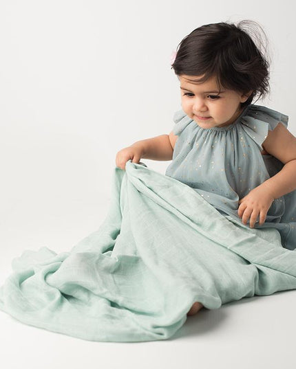 Muslin Blanket Green / White
