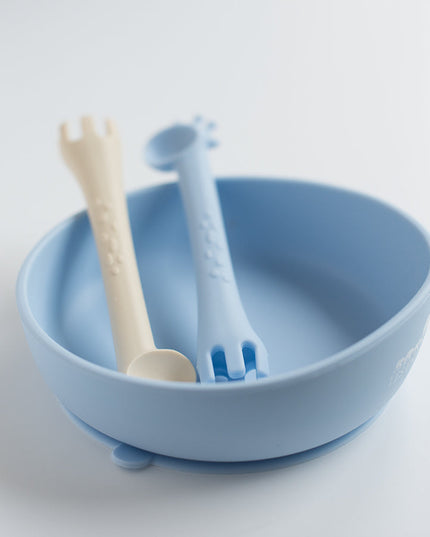 Silicone Baby Plate Bowl - Blå