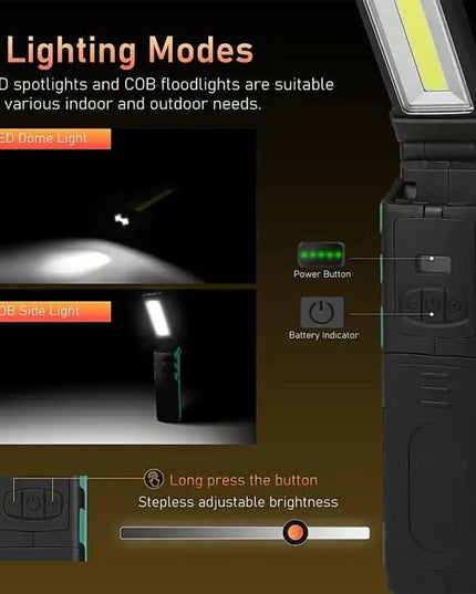 ES106 IP44 Vattentät COB Arbetslampa – USB-uppladdningbar