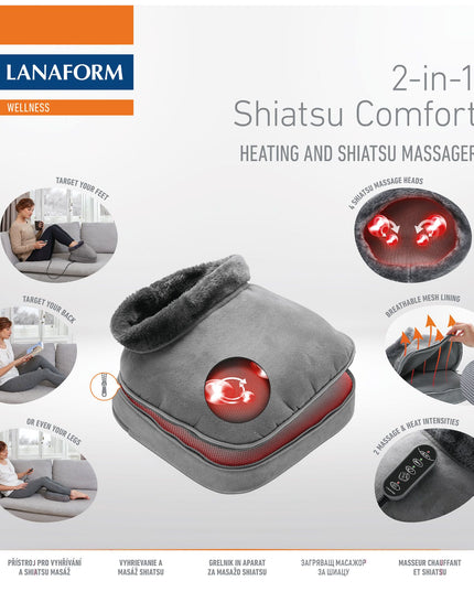 Lanaform 2-i-1 Shiatsu Comfort – Värmedyna och shiatsumassage även för fötter, rygg och nacke