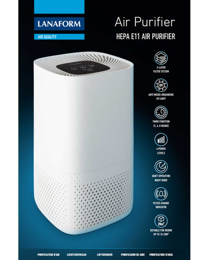 Lanaform Air Purifier – Kompakt luftrenare med HEPA-filter och jonisering