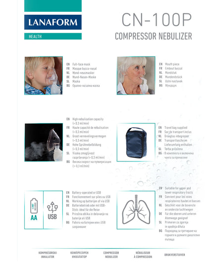 Lanaform CN-100P – Kompressor-nebulisator för näsa och luftvägar
