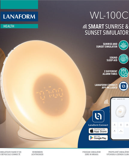 Lanaform Connected Sunrise & Sunset – Smart wake-up light med appstyrning och soluppgångssimulering