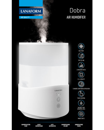 Lanaform Dobra – Luftfuktare med aromadiffuser och LED-ljus i elegant design