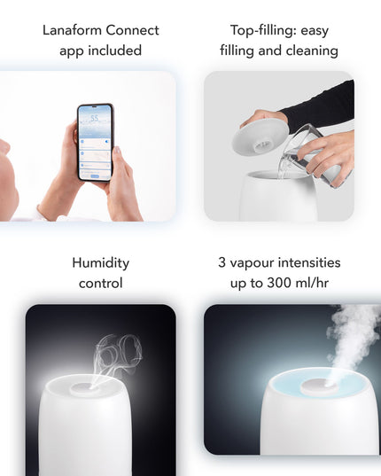 Lanaform H200C – Appstyrd luftfuktare med hygrometer och aromafunktion