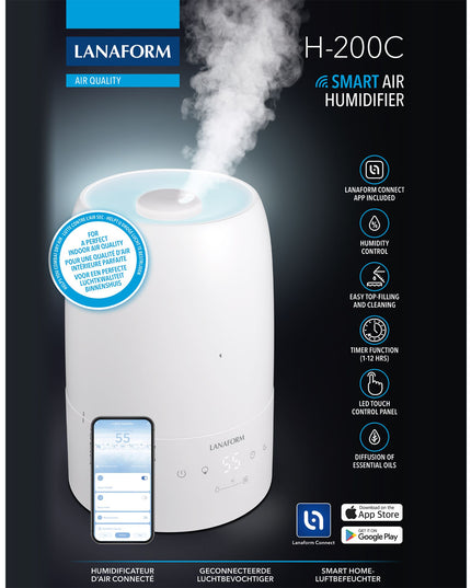 Lanaform H200C – Appstyrd luftfuktare med hygrometer och aromafunktion