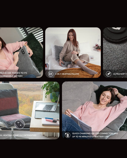 Lanaform Heating Pillow 2-i-1 – Uppladdningsbar värmekudde & varmvattenflaska