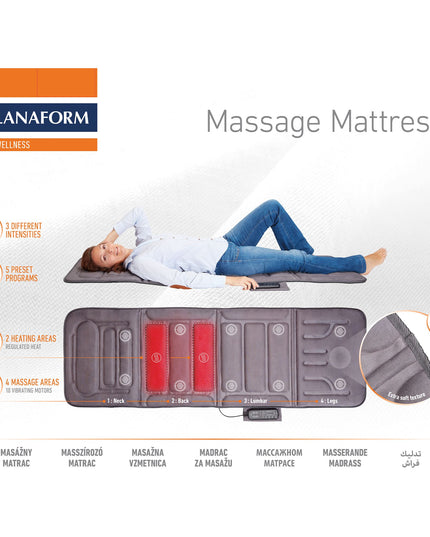 Lanaform Massaging Mattress – Helkroppsmassage med värme i hopfällbar massagematta