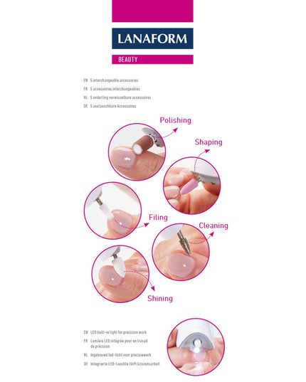 Lanaform My Nails – Manikyr- och pedikyrset med 10 tillbehör i elegant etui