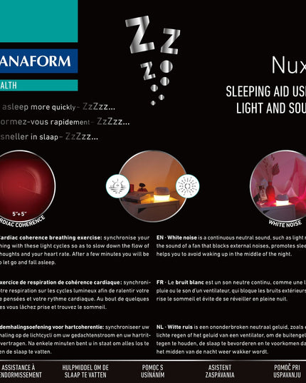 Lanaform NUXO – Sömnhjälp med andningsträning, ljus och avslappningsövningar