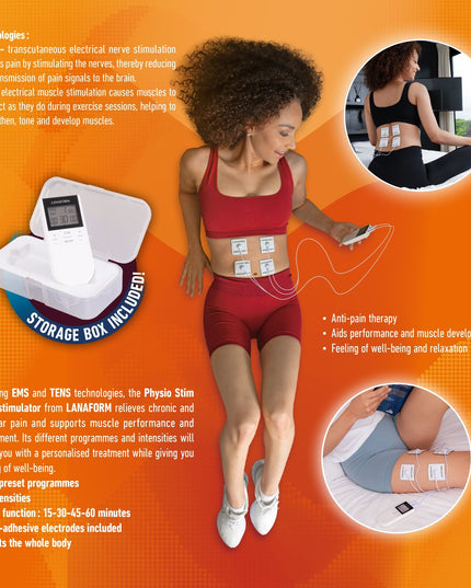 Lanaform Physio Stim – Avancerad TENS/EMS-apparat med dubbla kanaler och 20 program