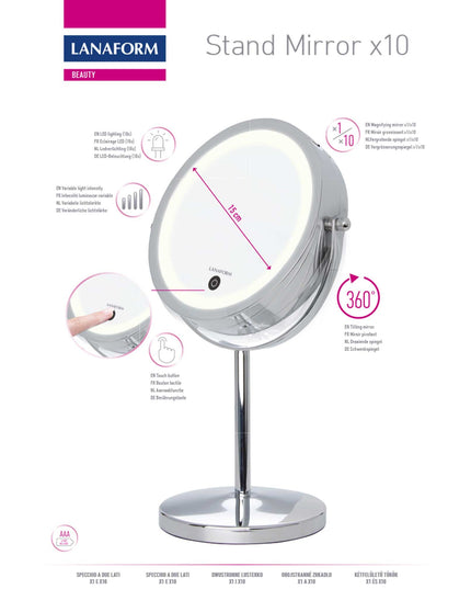 Lanaform Stand Mirror x10 – Fristående spegel med 10x förstoring