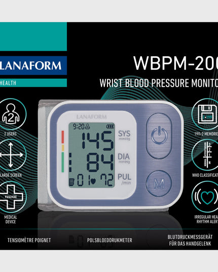 Lanaform WBPM-200 – Automatisk blodtrycksmätare för handleden med hög noggrannhet