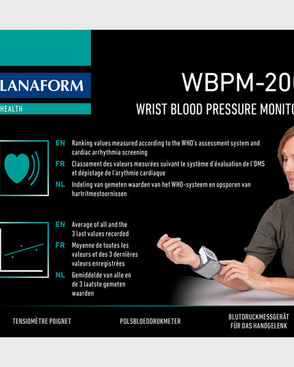 Lanaform WBPM-200 – Automatisk blodtrycksmätare för handleden med hög noggrannhet