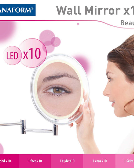 Lanaform Wall Mirror x10 – Väggspegel med 10x förstoring för detaljarbete