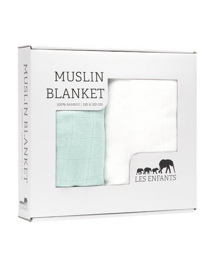 Muslin Blanket Green / White