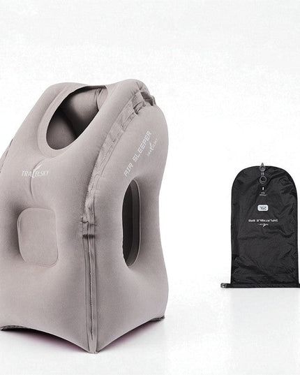 Vilokudde uppblåsbar, ergonomisk design, med förvaringspåse