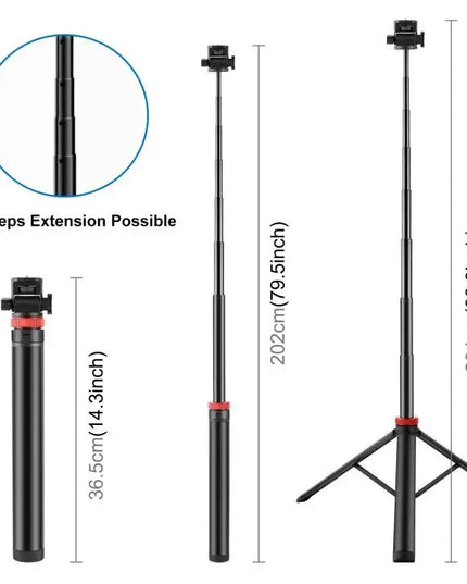 PULUZ Teleskopiskt aluminiumstativ 2m