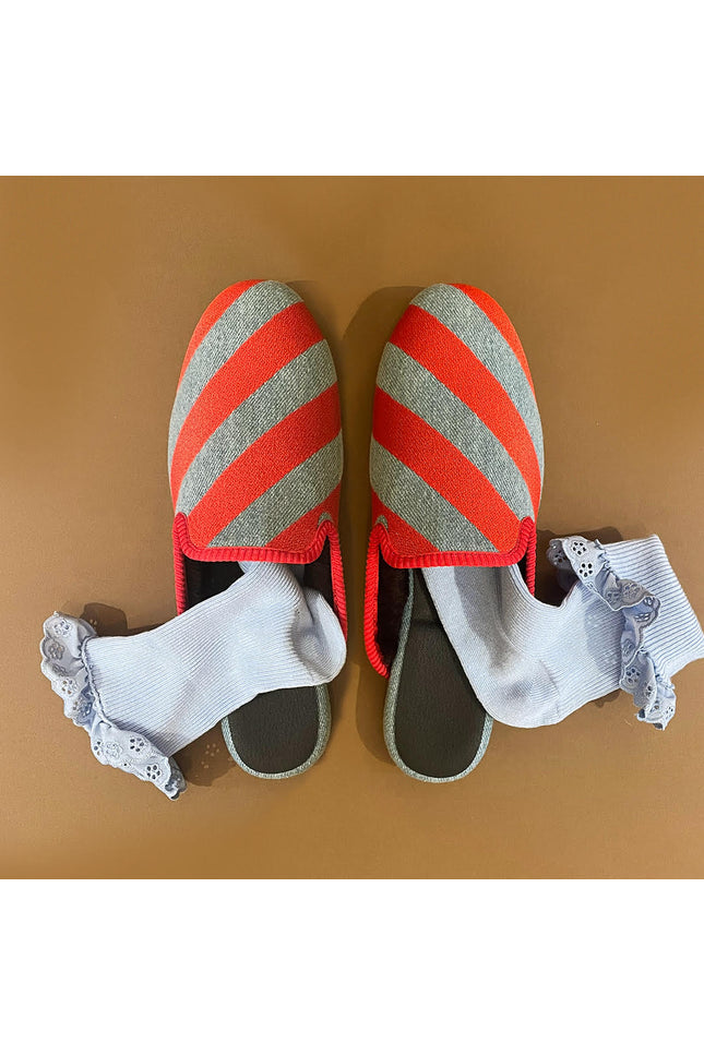 Red Stripe Denim Slipper