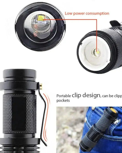 Zoombar Cree Q3-WC ficklampa – Kompakt LED med 180 lumen och bältesclip