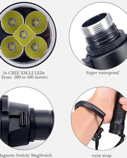 Professionell dykficklampa 6800LM – IPX8 vattentät LED-lampa för undervattensbruk