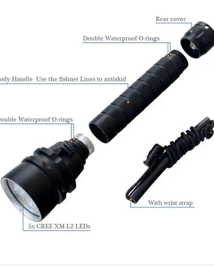 Professionell dykficklampa 6800LM – IPX8 vattentät LED-lampa för undervattensbruk