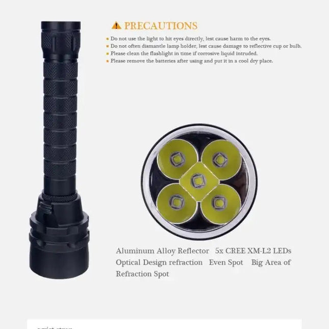 Professionell dykficklampa 6800LM – IPX8 vattentät LED-lampa för undervattensbruk